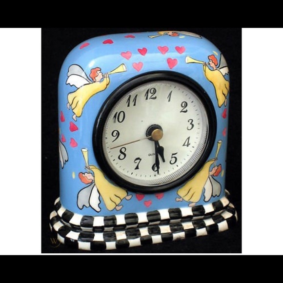 NWT PATRICIA DUPONT CERAMIC HANDPAINT CLOCK ANGELS - Picture 2 of 9